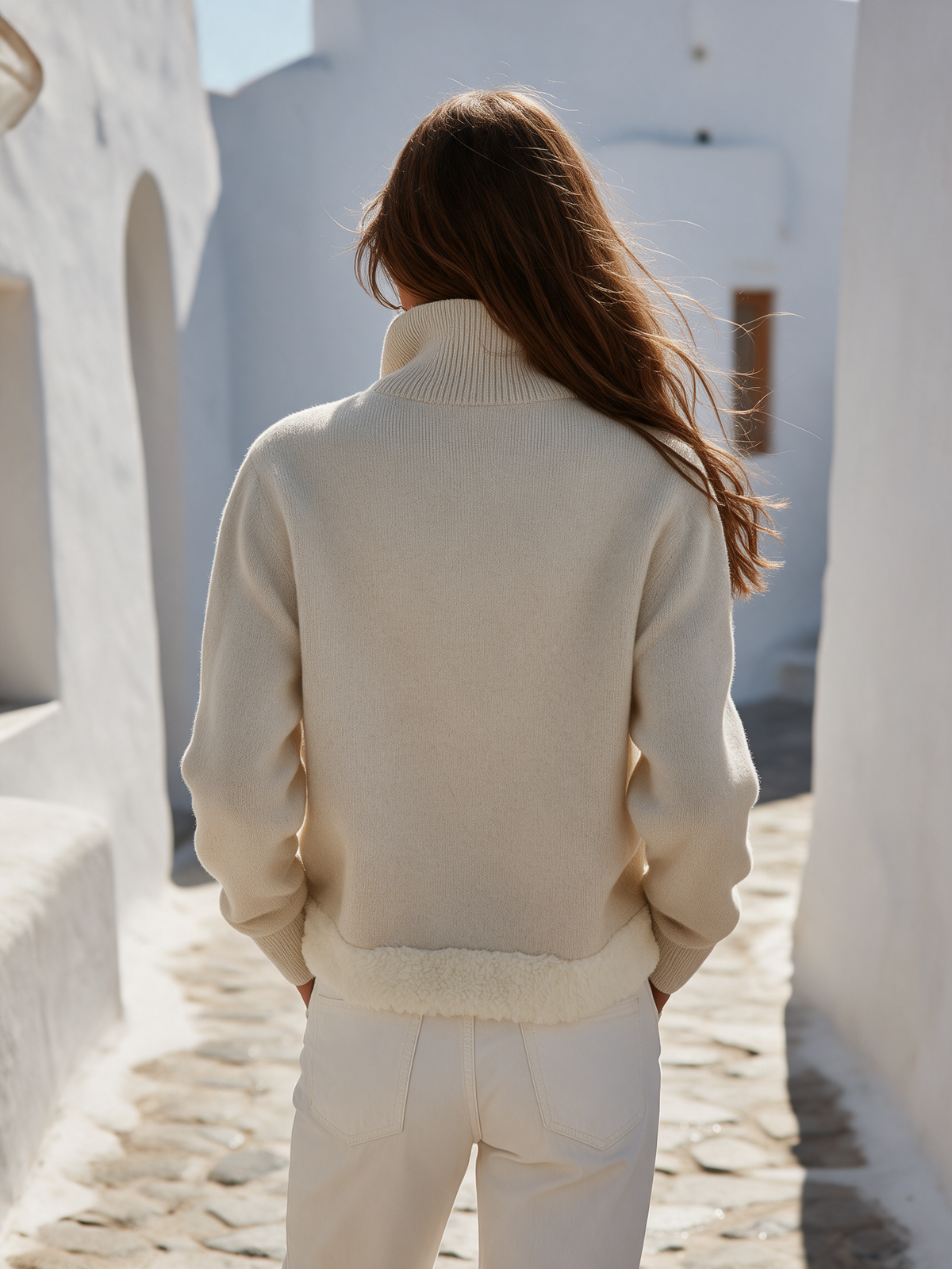 Gilet en Maille Zippé à Col Montant