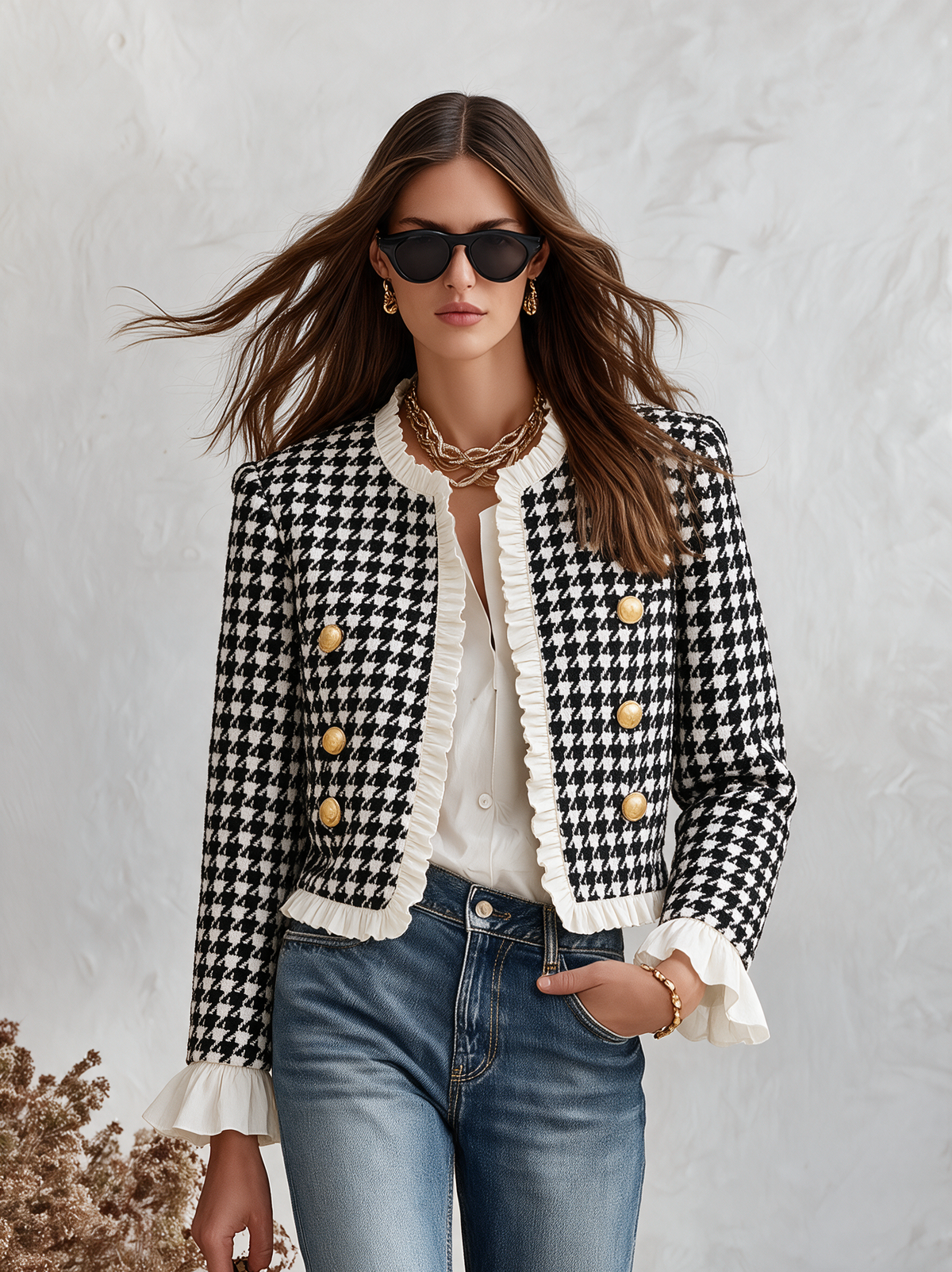 Veste à Volants à Carreaux