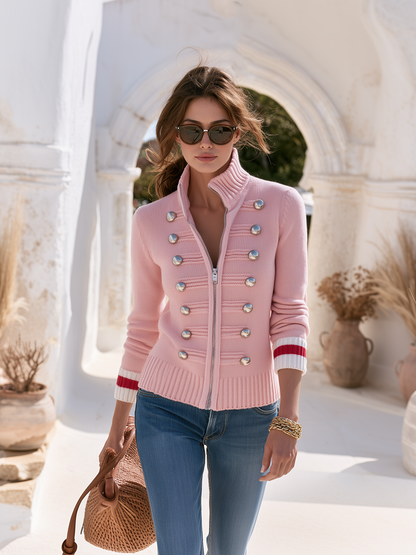 Veste en Maille Zippée Devant