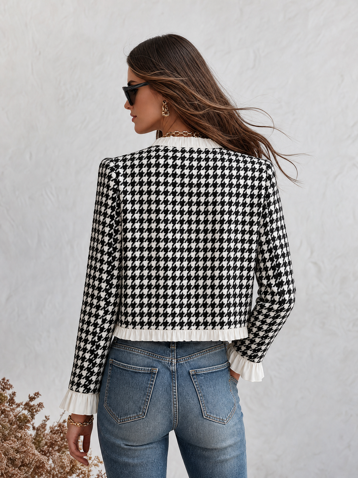 Veste à Volants à Carreaux