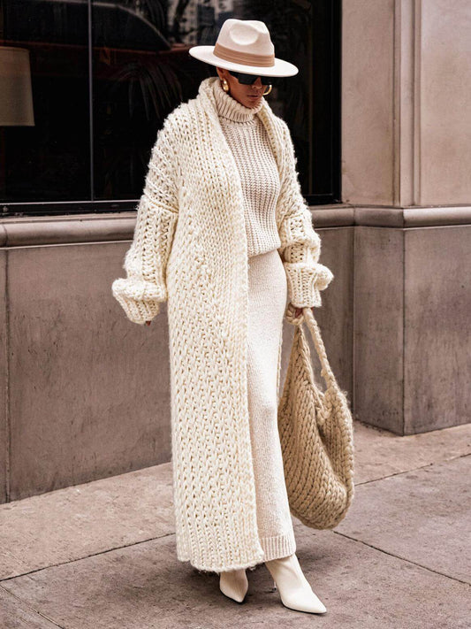 Cardigan Long en Maille Épaisse