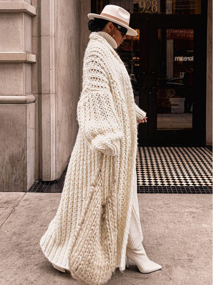 Cardigan Long en Maille Épaisse