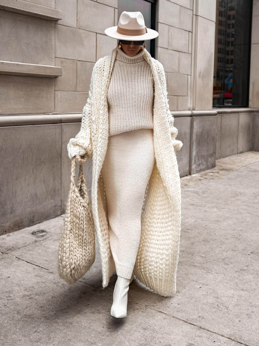 Cardigan Long en Maille Épaisse