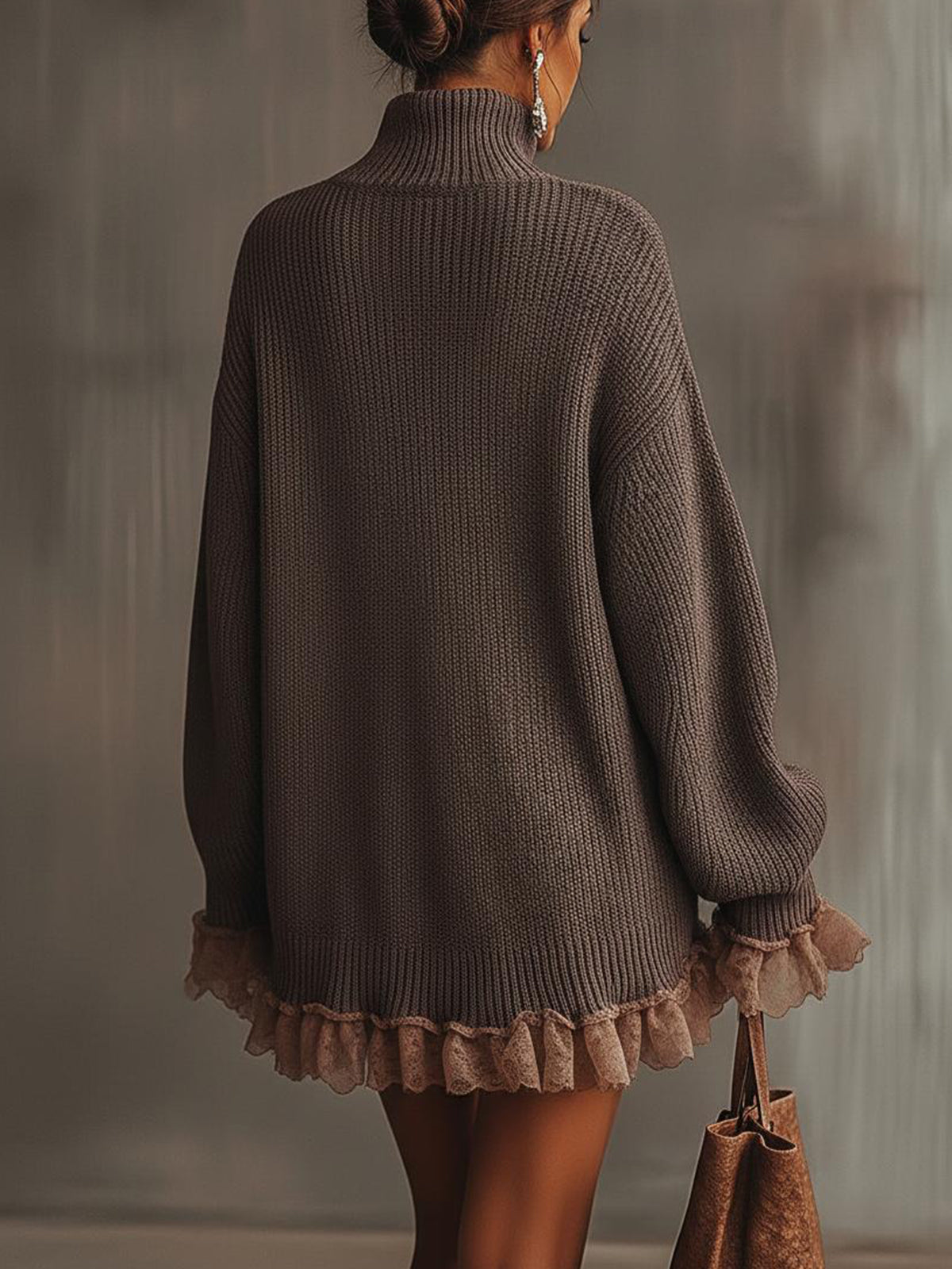 Robe en Tricot à Ourlet Volanté