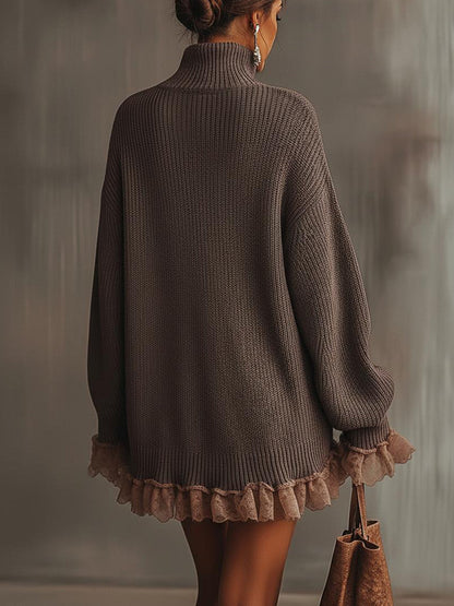 Robe en Tricot à Ourlet Volanté