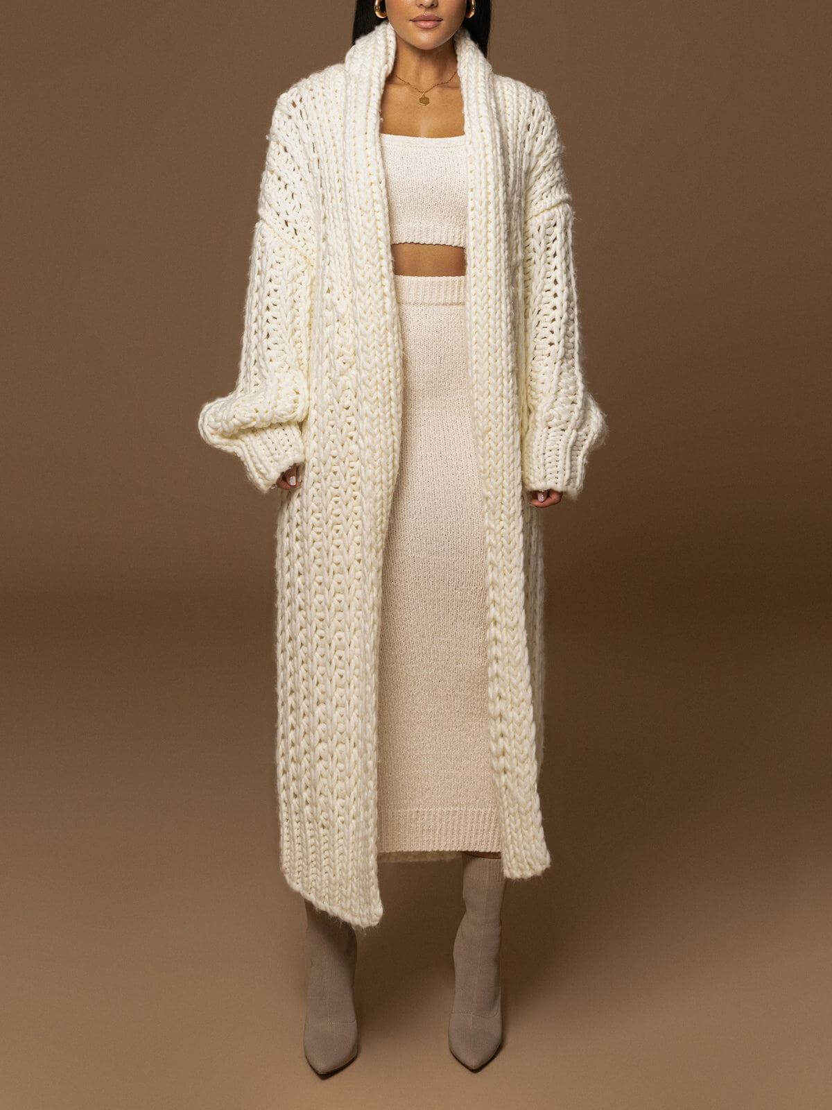 Cardigan Long en Maille Épaisse