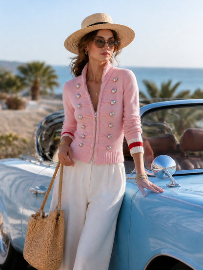 Veste en Maille Zippée Devant