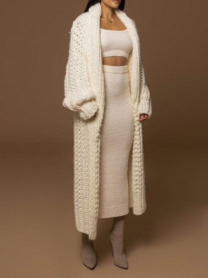 Cardigan Long en Maille Épaisse