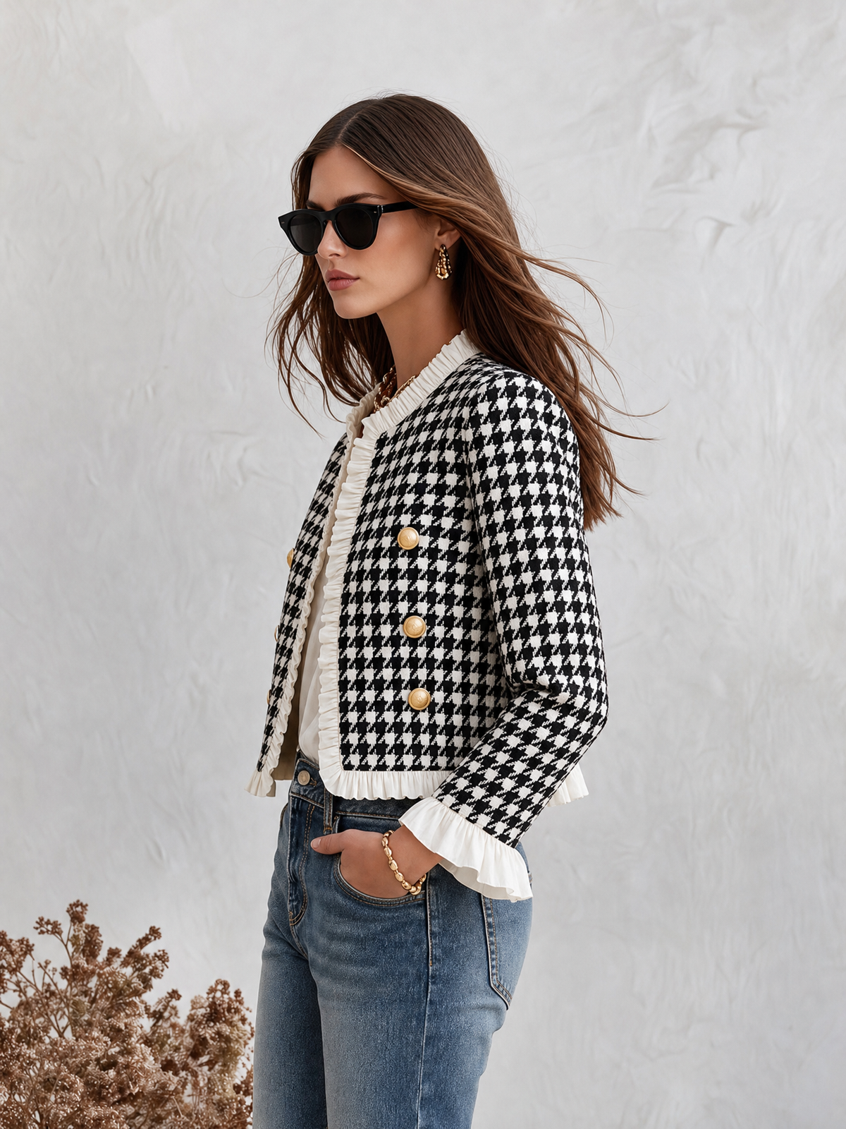 Veste à Volants à Carreaux