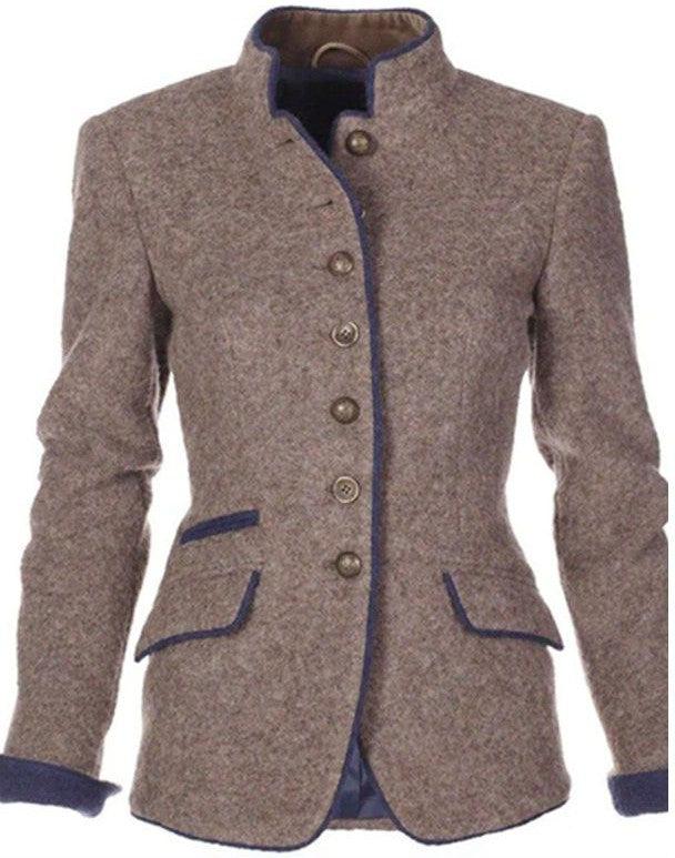 Veste à Col Montant et Bordures Contrastées