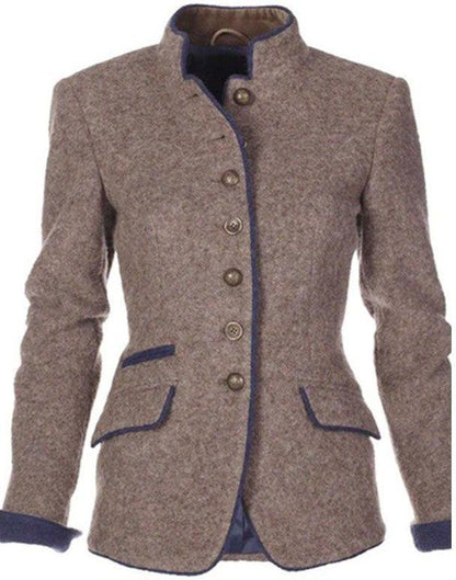 Veste à Col Montant et Bordures Contrastées