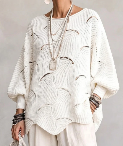 Pull en Maille Ajourée à Motif Ondulé