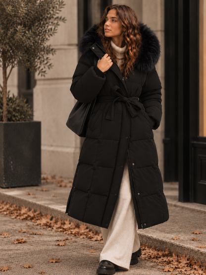 Manteau Matelassé en Coton avec Ceinture