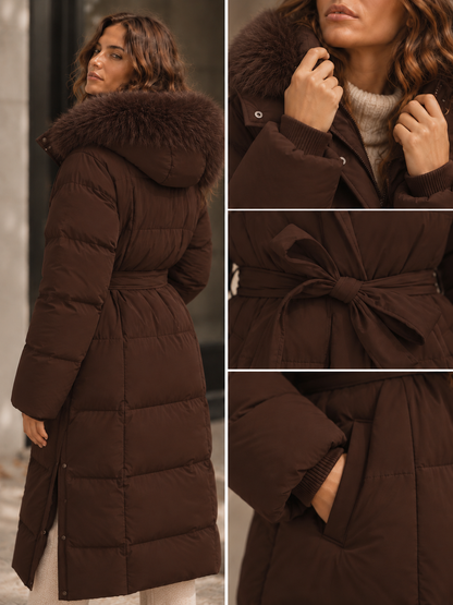 Manteau Matelassé en Coton avec Ceinture