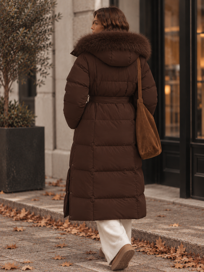 Manteau Matelassé en Coton avec Ceinture