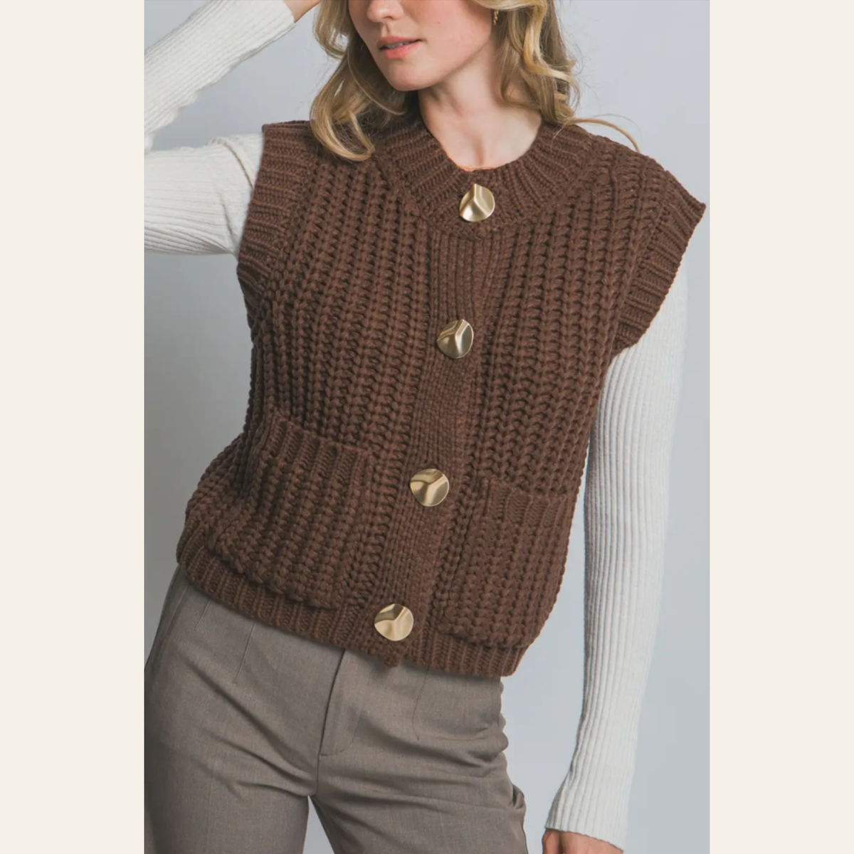 Gilet sans manches en maille épaisse