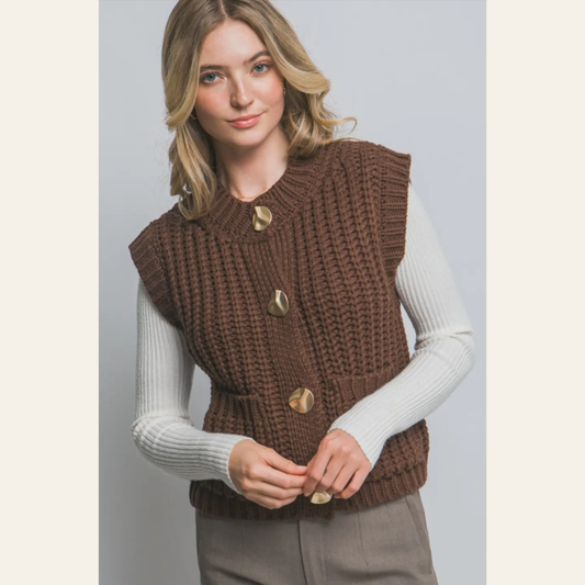 Gilet sans manches en maille épaisse