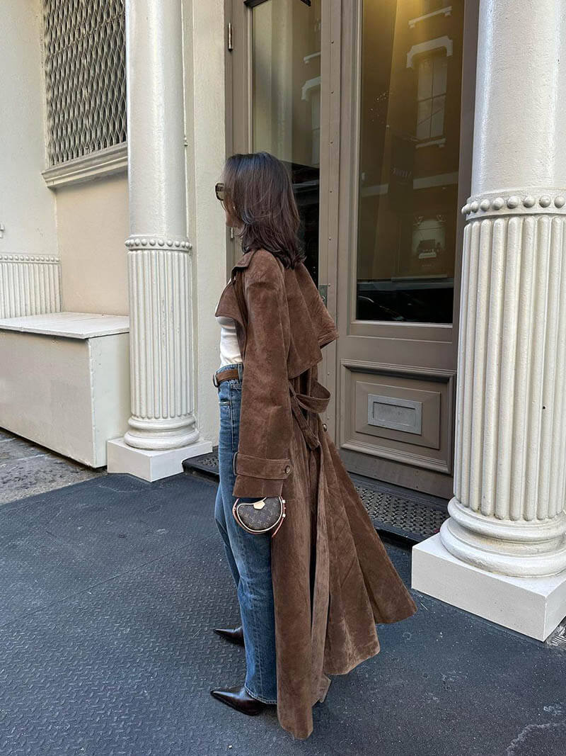 Manteau Long Effet Daim