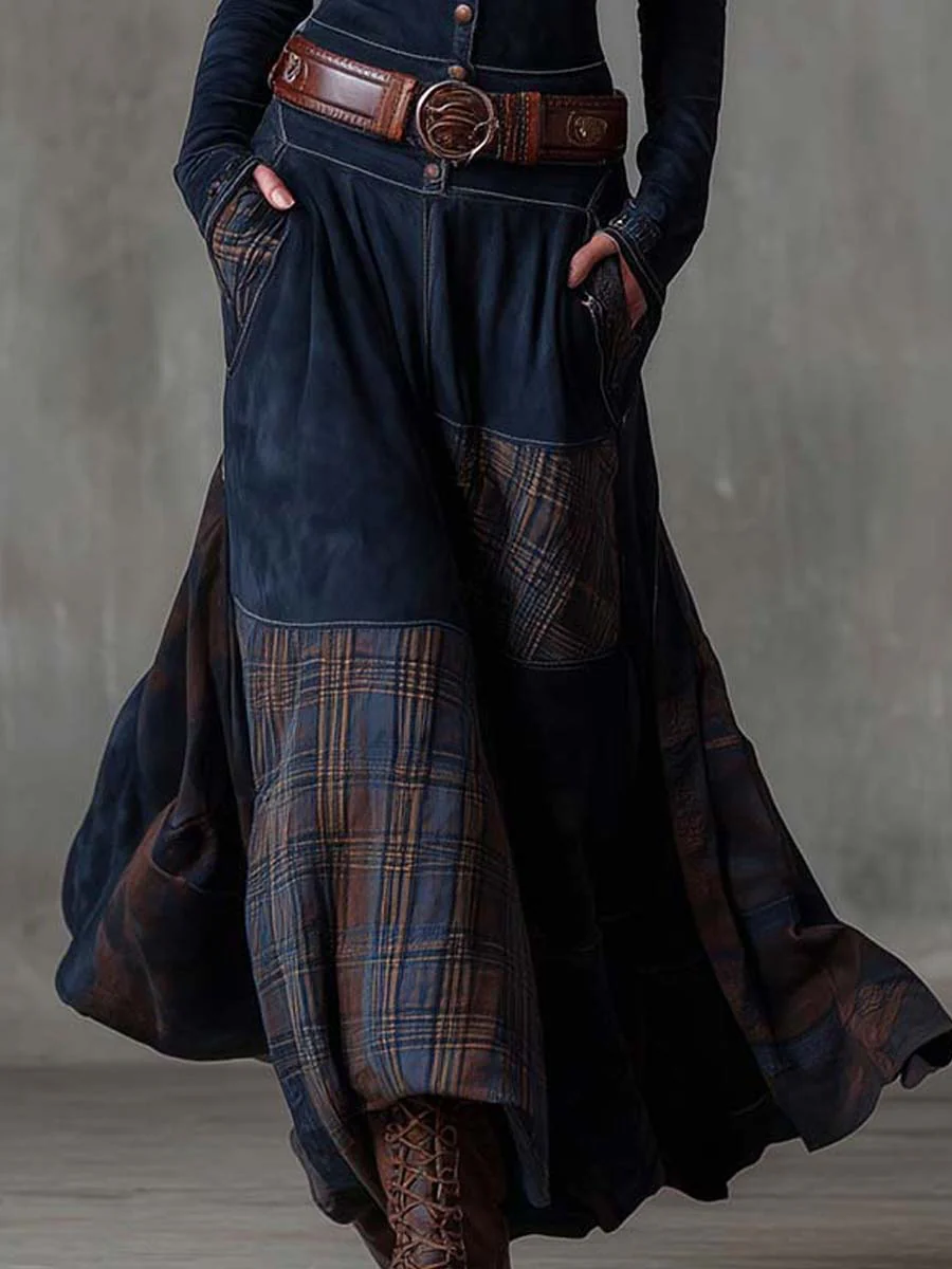 Robe Maxi Patchwork en Daim
