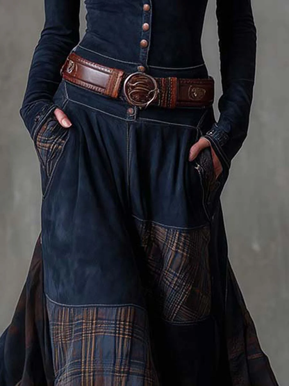 Robe Maxi Patchwork en Daim
