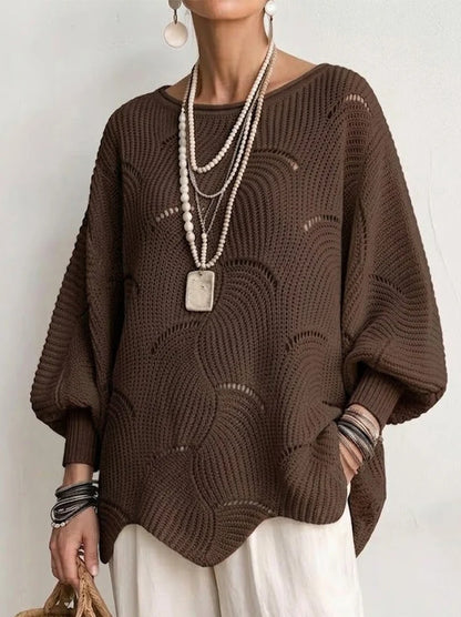 Pull en Maille Ajourée à Motif Ondulé