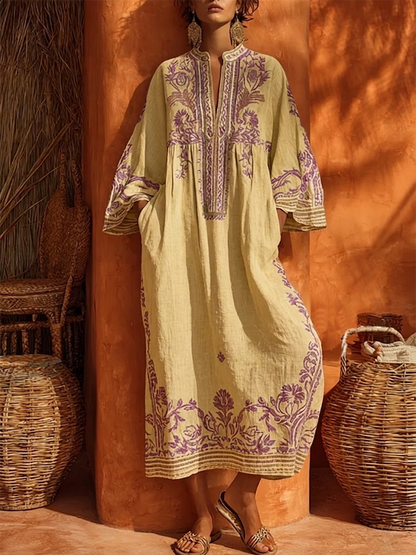 Robe Maxi Brodée à Motif Floral