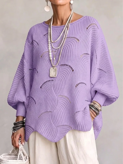 Pull en Maille Ajourée à Motif Ondulé