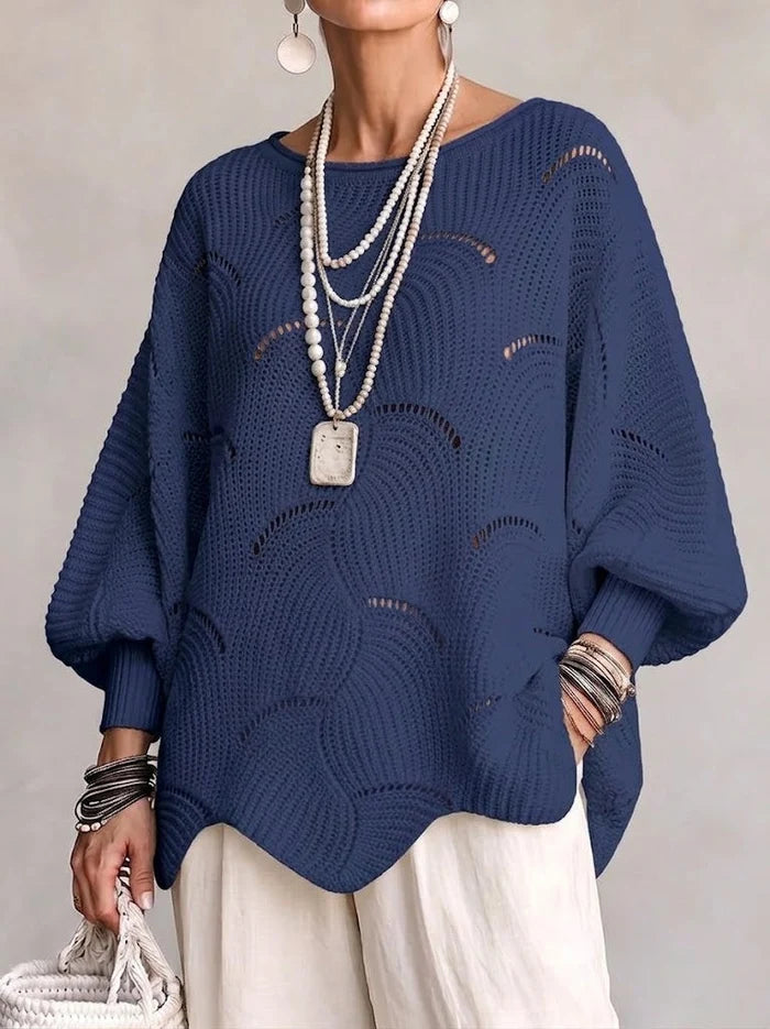 Pull en Maille Ajourée à Motif Ondulé