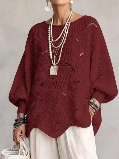 Pull en Maille Ajourée à Motif Ondulé
