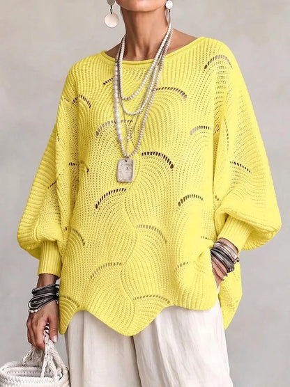 Pull en Maille Ajourée à Motif Ondulé