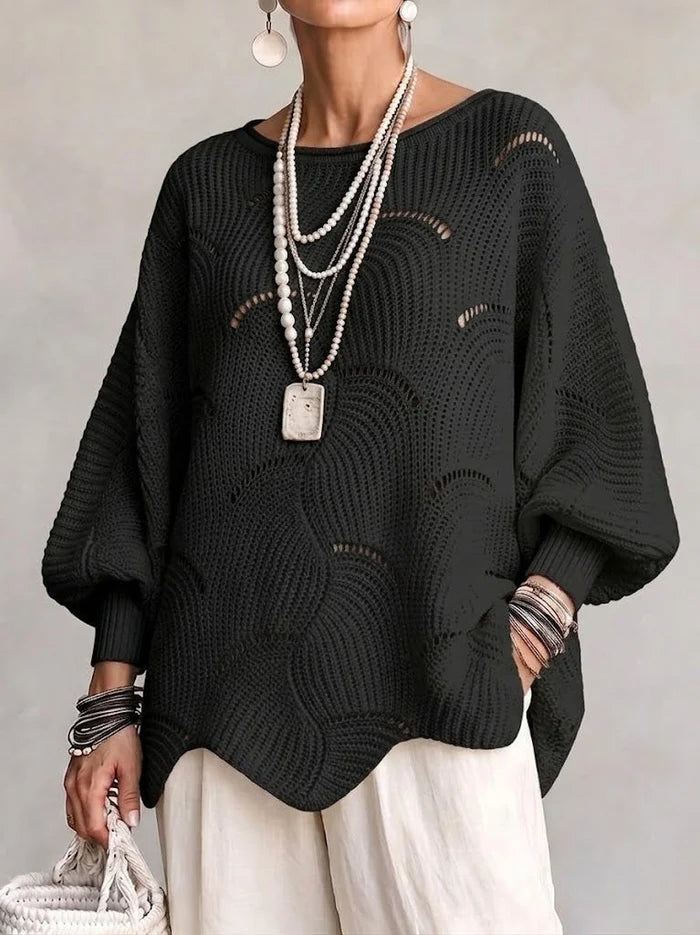 Pull en Maille Ajourée à Motif Ondulé