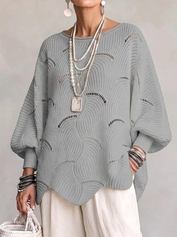 Pull en Maille Ajourée à Motif Ondulé
