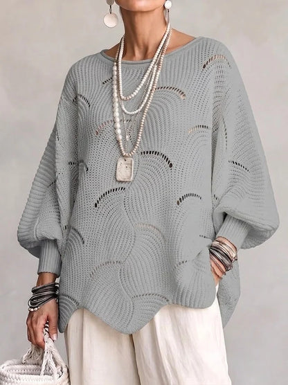 Pull en Maille Ajourée à Motif Ondulé