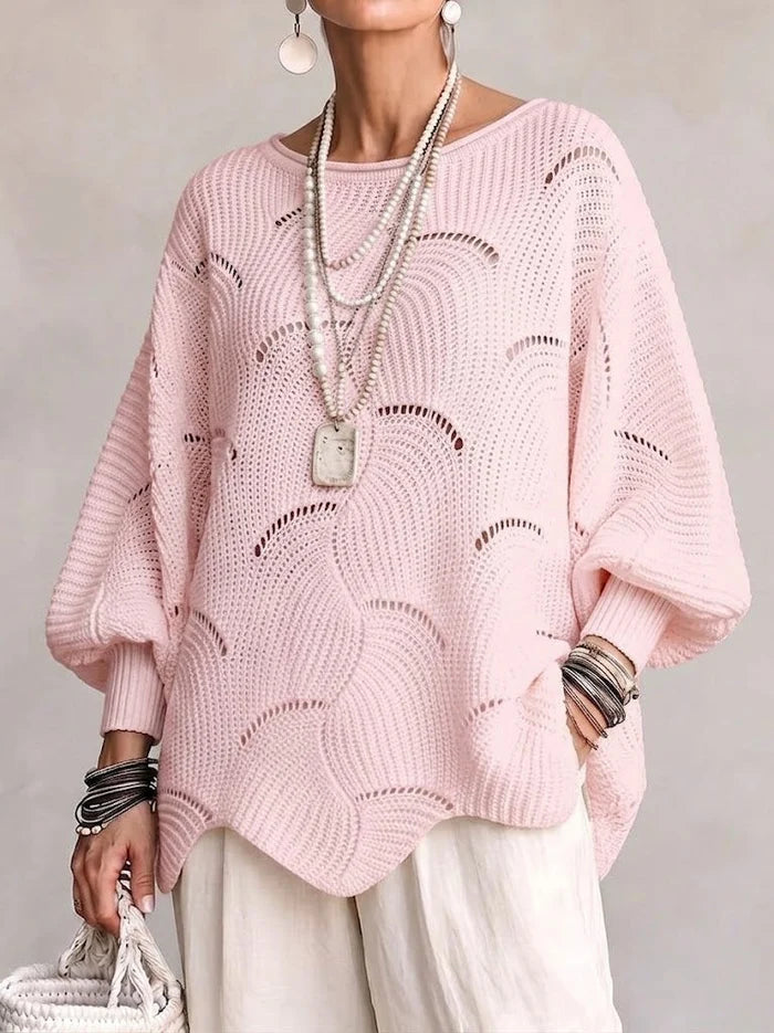 Pull en Maille Ajourée à Motif Ondulé